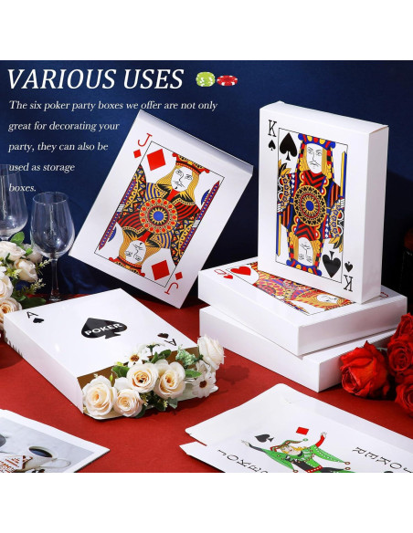 6 Cajas de Decoración de Póker Casino Noveread 27x21 cm 6 Cajas de Decoración de Póker Casino Noveread 27x21 cm
