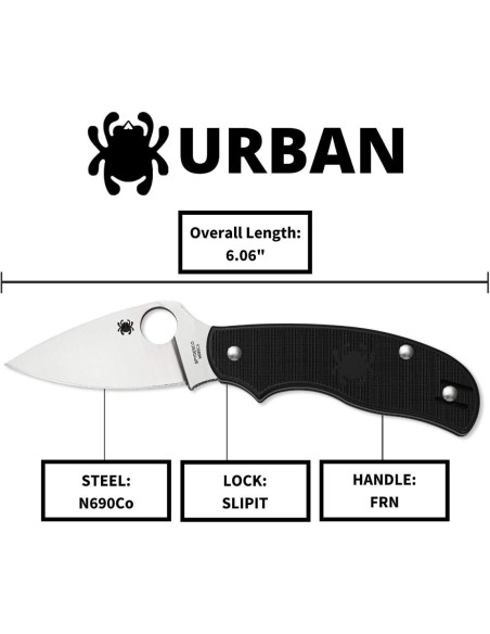 Cuchillo Plegable Spyderco Urban N690Co 6.63 cm FRN Negro Cuchillo Plegable Spyderco Urban N690Co 6.63 cm FRN Negro