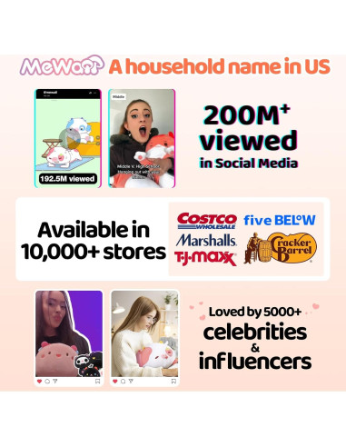 Almohada Gato Peluche Mewaii 90 cm Suave Kawaii