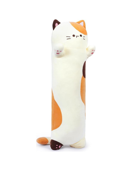 Almohada de Gato de Peluche MIAOHAHA 90cm Beige Suave Almohada de Gato de Peluche MIAOHAHA 90cm Beige Suave