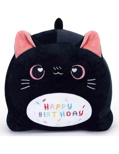 Almohada de Juguete de Felpa Gato Negro 40 cm Feliz Cumpleaños Almohada de Juguete de Felpa Gato Negro 40 cm Feliz Cumpleaños