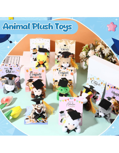 30 Mini Animales de Peluche Graduación + Tarjetas Personalizadas