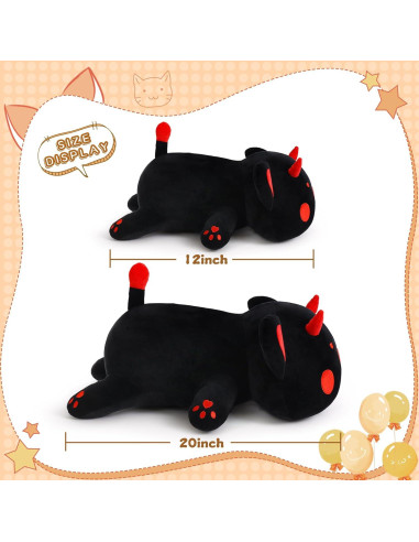 Almohada de felpa gato negro SNOWOLF 50.8 cm suave kawaii