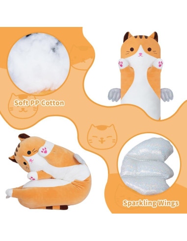 Almohada de Gato de Peluche Zhengzhou 110cm Amarillo Suave