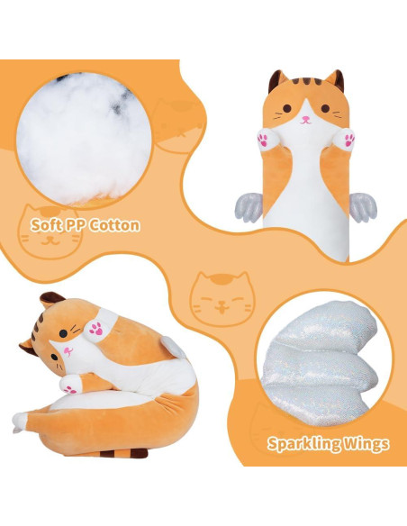 Almohada de Gato de Peluche Zhengzhou 110cm Amarillo Suave Almohada de Gato de Peluche Zhengzhou 110cm Amarillo Suave