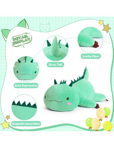Almohada de Peluche Dinosaurio SNOWOLF Verde 30 cm Suave