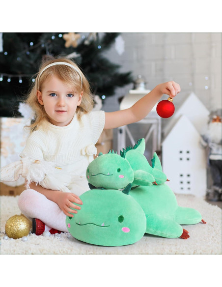 Almohada de Peluche Dinosaurio SNOWOLF Verde 30 cm Suave Almohada de Peluche Dinosaurio SNOWOLF Verde 30 cm Suave