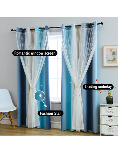 Cortina Blackout Anytime 1 Panel Azul 132x241 cm para Niñas