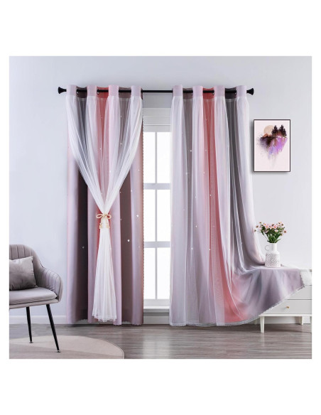 Cortina Opaca Anytime Rosa Gris 132x241 cm para Niñas Cortina Opaca Anytime Rosa Gris 132x241 cm para Niñas