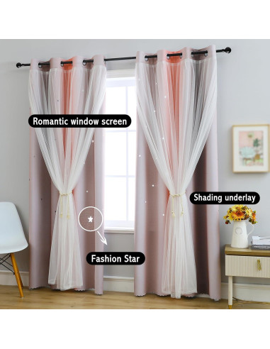 Cortina Opaca Anytime Rosa Gris 132x241 cm para Niñas