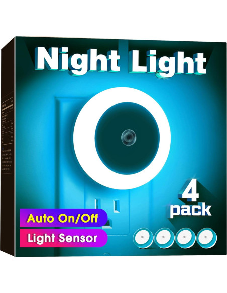 Luces Nocturnas LED Briignite Azul Cielo 4 Pack con Sensor Luces Nocturnas LED Briignite Azul Cielo 4 Pack con Sensor