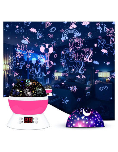 Lámpara Proyector Luz Nocturna MOKOQI Unicornios Rosa