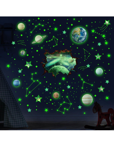 Calcomanías de Estrellas y Planetas Robmoda para Techo