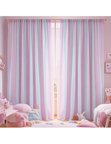 Cortinas Transparentes Eimilaly Arcoíris con Luces 2 Paneles