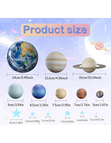 Calcomanías de Estrellas y Planetas Robmoda para Techo