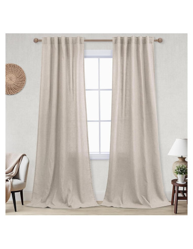 Cortinas Sheer KOUFALL de Lino Beige 2 Paneles 107x229 cm