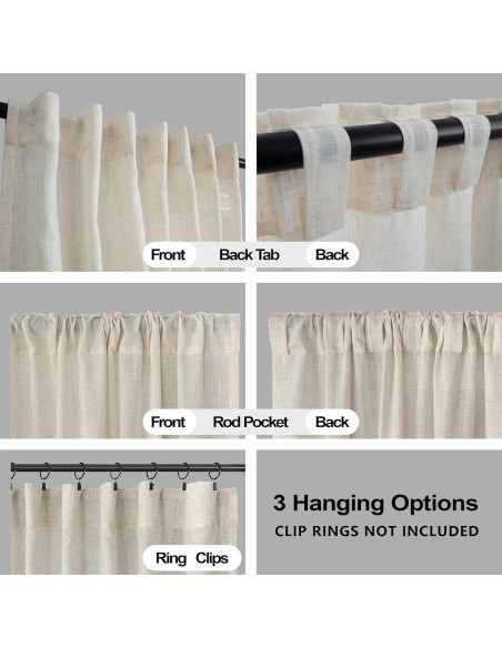 Cortinas Sheer KOUFALL de Lino Beige 2 Paneles 107x229 cm Cortinas Sheer KOUFALL de Lino Beige 2 Paneles 107x229 cm