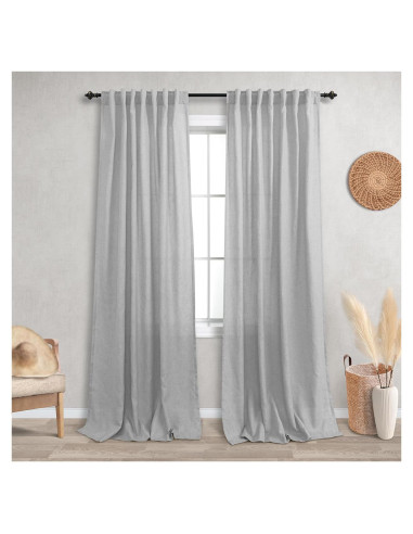 Cortinas KOUFALL 52x213 cm Grises Claras Juego de 2