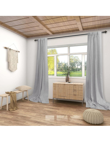 Cortinas KOUFALL 52x213 cm Grises Claras Juego de 2
