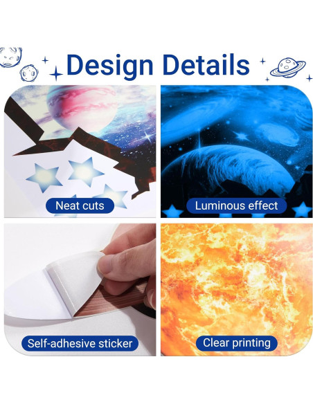 Calcomanías de Pared Robmoda Sistema Solar Brillantes Calcomanías de Pared Robmoda Sistema Solar Brillantes
