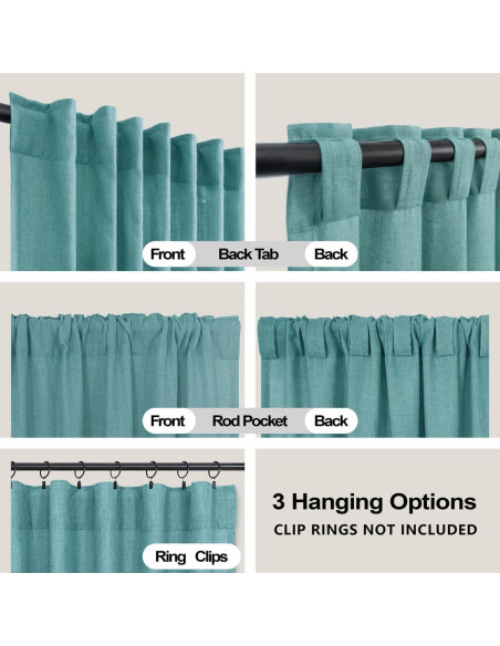 Cortinas Sheer KOUFALL Teal 132x160 cm 2 Paneles Lino Cortinas Sheer KOUFALL Teal 132x160 cm 2 Paneles Lino