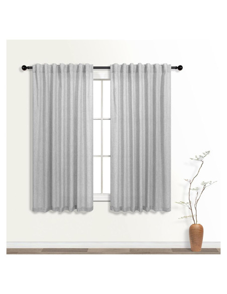 Cortinas Cortas KOUFALL 52x114 cm Semi Transparentes Gris Cortinas Cortas KOUFALL 52x114 cm Semi Transparentes Gris