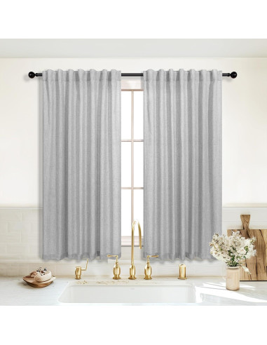 Cortinas Cortas KOUFALL 52x114 cm Semi Transparentes Gris