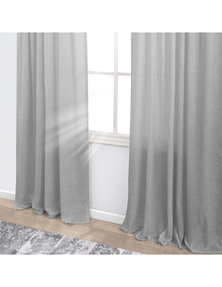 Cortinas Cortas KOUFALL 52x114 cm Semi Transparentes Gris Cortinas Cortas KOUFALL 52x114 cm Semi Transparentes Gris