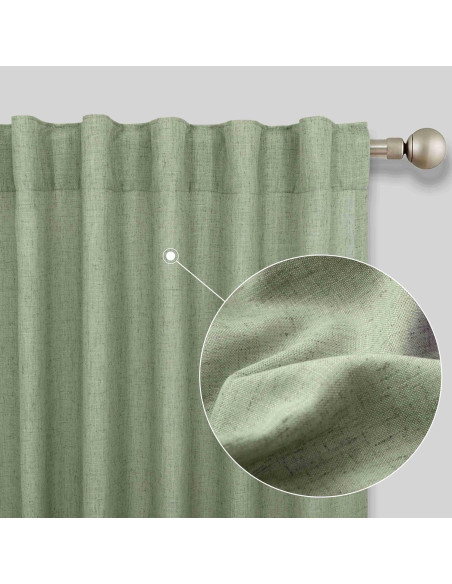 Cortinas KOUFALL Verde Salvia 2 Paneles 52x244 cm Lino Cortinas KOUFALL Verde Salvia 2 Paneles 52x244 cm Lino