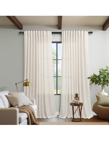 Cortinas KOUFALL 72x84 cm Lino Transparente Juego de 2