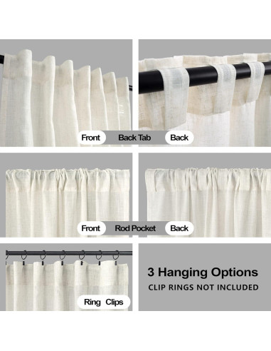 Cortinas KOUFALL 72x84 cm Lino Transparente Juego de 2