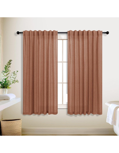 Cortinas de Cocina KOUFALL 52x45 cm Terracota Lino/Poliéster Cortinas de Cocina KOUFALL 52x45 cm Terracota Lino/Poliéster