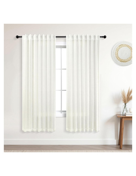 Cortinas KOUFALL 2 Paneles 52x183 cm Lino Semitranslúcido Cortinas KOUFALL 2 Paneles 52x183 cm Lino Semitranslúcido