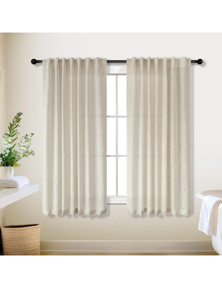 Cortinas de Cocina KOUFALL 52x114 cm Lino Beige 2 Piezas Cortinas de Cocina KOUFALL 52x114 cm Lino Beige 2 Piezas