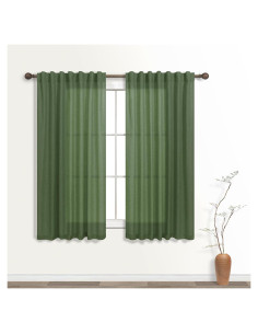 Cortinas Cortas KOUFALL Verde Oliva 52x114 cm Juego de 2