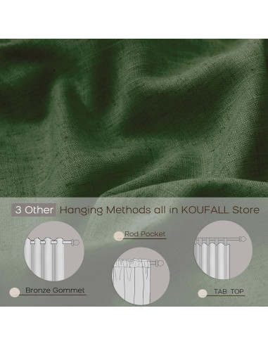 Cortinas Cortas KOUFALL Verde Oliva 52x114 cm Juego de 2