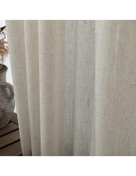 Cortinas KOUFALL Beige 2 Paneles 120 cm Lino y Poliéster Cortinas KOUFALL Beige 2 Paneles 120 cm Lino y Poliéster