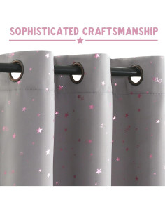 Cortinas Blackout PrinceDeco 2 Paneles Estrellas Rosa 52x84cm 2