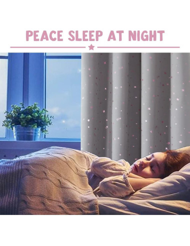 Cortinas Blackout PrinceDeco 2 Paneles Estrellas Rosa 52x84cm