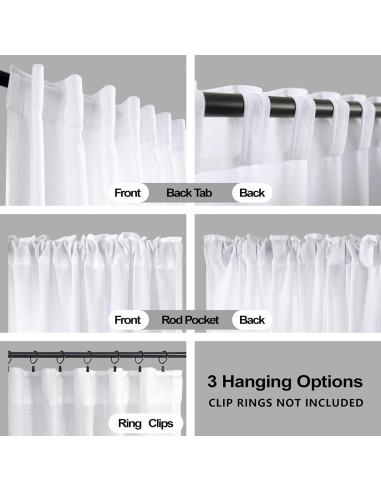 Cortinas Sheer KOUFALL 2 Paneles 152x243 cm Lino/Poliéster