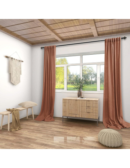 Cortinas Boho KOUFALL 2 paneles terracota 243 cm largo Cortinas Boho KOUFALL 2 paneles terracota 243 cm largo