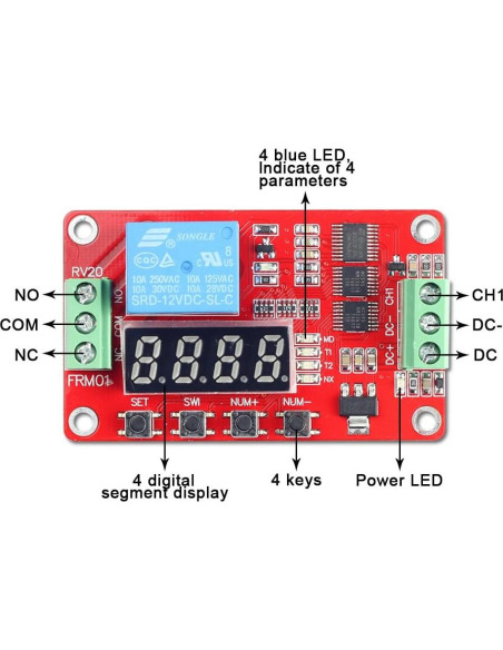 Módulo de Relé de Tiempo de Retraso UCTRONICS 12V Programable Módulo de Relé de Tiempo de Retraso UCTRONICS 12V Programable