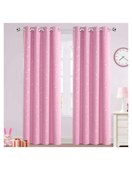 Cortinas Blackout PrinceDeco 2 Paneles Rosa Estrellas Cortinas Blackout PrinceDeco 2 Paneles Rosa Estrellas