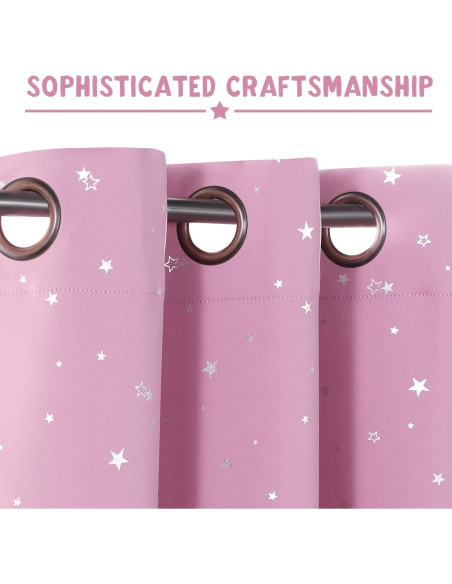 Cortinas Blackout PrinceDeco 2 Paneles Rosa Estrellas Cortinas Blackout PrinceDeco 2 Paneles Rosa Estrellas