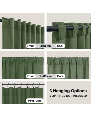 Cortinas Sheer KOUFALL Verde Oliva 52x243 cm Pack 2