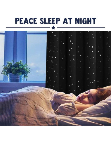 Cortinas Blackout PrinceDeco 2 Paneles Estrellas 52x213cm