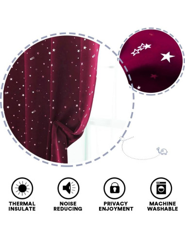 Cortinas Blackout PrinceDeco 2 Paneles 132x213 cm Burdeos