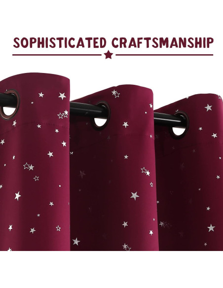 Cortinas Blackout PrinceDeco 2 Paneles Estrellas Burdeos 132x137cm Cortinas Blackout PrinceDeco 2 Paneles Estrellas Burdeos 132x137cm
