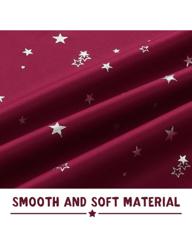 Cortinas Blackout PrinceDeco 2 Paneles Estrellas Burdeos 132x137cm