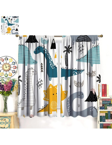 Cortina Opaca Kurtect Dinosaurios 213x213 cm 2 Paneles
